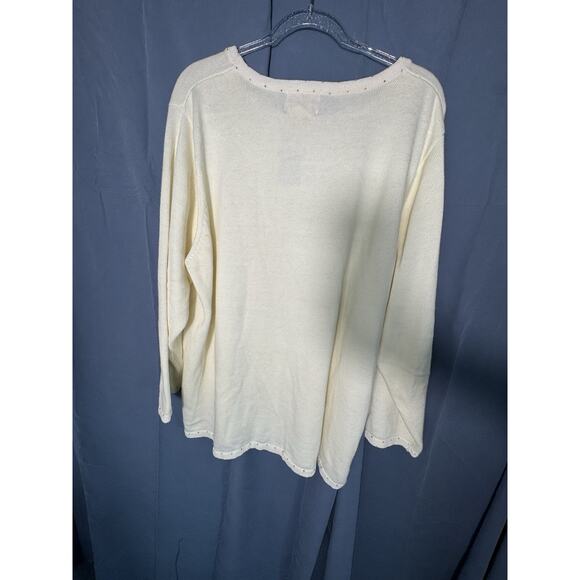 Quacker Factory Cream Ugly Christmas Sweater women’s XL Sequin Santa Sleigh - Picture 5 of 5